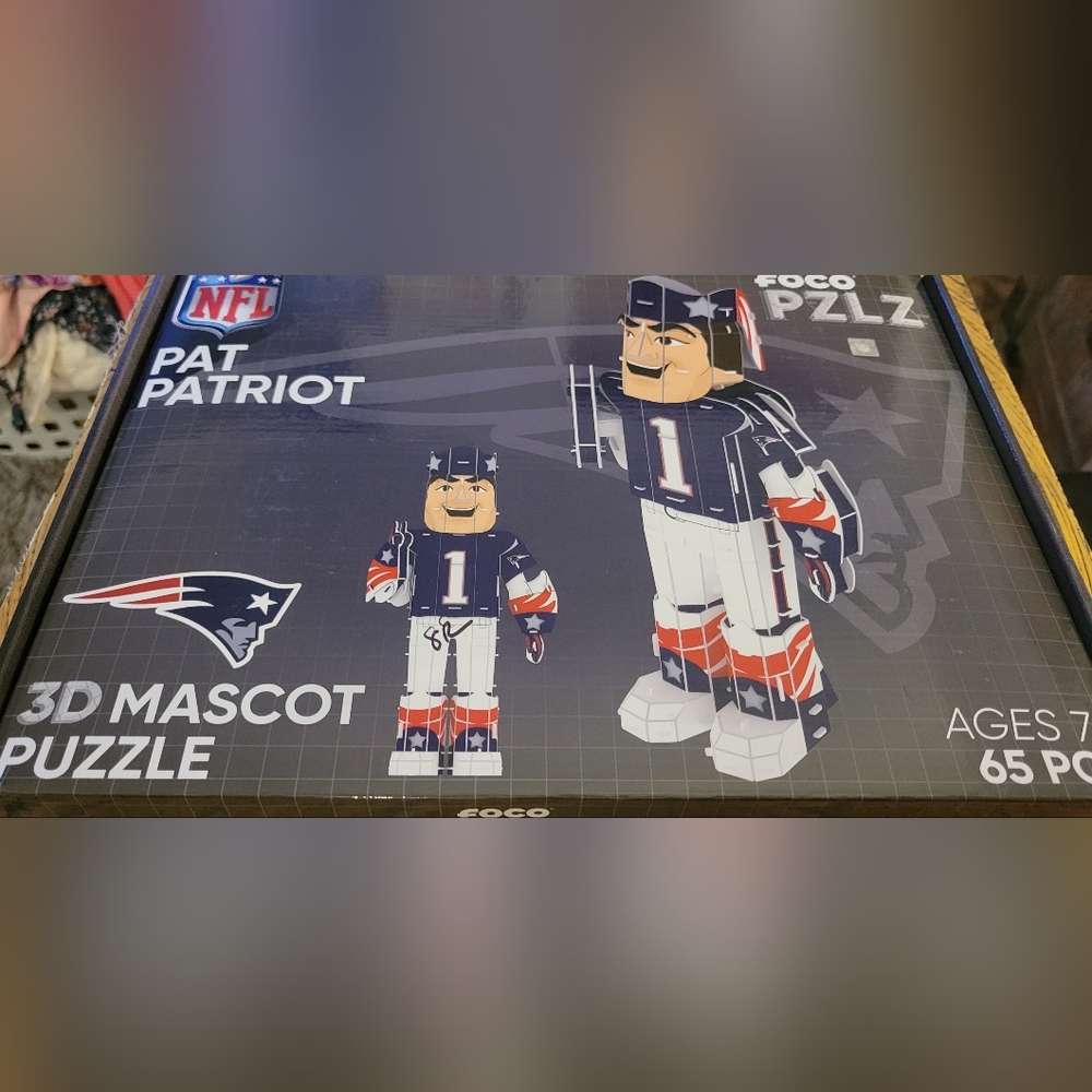 NEW ENGLAND PATRIOTS NFL FOCO PAT PATRIOT 3D MASCOT PUZZLE 65 PIECES